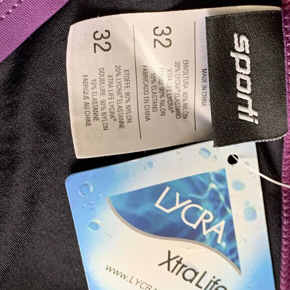 Sporti 1 Pc Bathing Suit NWT Padded Bra High Leg Thin Strap Purple Sz 32 - Picture 11 of 11